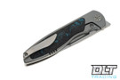 Sharp By Design Mini Tempest Drop Point - Bead Blasted Titanium - Blue Dark Matter Inlay - Satin Blade