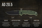 Demko AD20.5 - Slotted Clip Point - OD Green Grivory - Black Blade