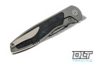 Sharp By Design Mini Tempest Drop Point - Bead Blasted Titanium - Blue Dark Matter Inlay - Damasteel
