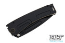 Medford Marauder H Drop Point - PVD S90V - PVD Titanium - Black Hardware & Clip - Bronze Pinstriped Handle, Clip, & Pivot