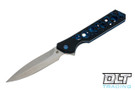 Olamic Cutlery Rainmaker Dagger - Satin - Holes - KG Gunkote - Blue Accents - 377