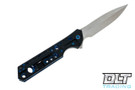 Olamic Cutlery Rainmaker Dagger - Satin - Holes - KG Gunkote - Blue Accents - 377 - Back