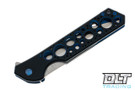 Olamic Cutlery Rainmaker Dagger - Satin - Holes - KG Gunkote - Blue Accents - 377