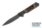 Olamic Cutlery Rainmaker Drop Point - Stonewashed - Faux Bolsters - Antique Entropic Acid Rain - Bronze Accents - 389