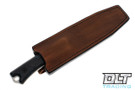 TFK T11 - Satin Finish Elmax Blade - Blue Dark Matter Carbon Fiber - Brown Leather Sheath