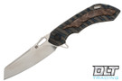 Olamic Cutlery Wayfarer 247 Sheepscliffe - Satin Blade - Flamed Titanium Handle - Copper Patina Sculpted Inlay - Flamed Accents - 424