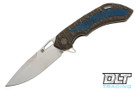 Olamic Cutlery Wayfarer 247 Drop Point - Satin Blade - Rock Bronze Stonewashed Handle - Blue Rock Inlay & Cip - Rock Lockbar - 443