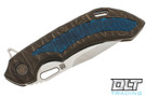 Olamic Cutlery Wayfarer 247 Drop Point - Satin Blade - Rock Bronze Stonewashed Handle - Blue Rock Inlay & Cip - Rock Lockbar - 443