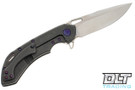 Olamic Cutlery Wayfarer 247 Drop Point - Satin Blade - Stonewashed Titanium Handle - Purple Twill Inlay - Purple Accents - Rock Lockbar - 447 - Back