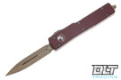 Microtech 147-13MR UTX-70 D/E - Merlot Red Handle - Bronze Blade