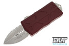 Microtech 157-12MR Exocet D/E - Merlot Red Handle - Stonewashed Blade