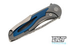 Sharp By Design Apex Tanto Flipper - Grey & Blue - Damasteel Blade