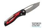 Sharp By Design Apex Tanto Front Flipper - Black & Red - Damasteel Blade
