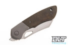 Olamic Cutlery WhipperSnapper Wharncliffe Bolsterlock - Satin Blade - Light Blasted Bolster - Green Canvas Micarta Handle - 525