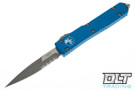 Microtech 120-11APBL Ultratech Bayonet - Blue Handle - Apocalyptic Blade
