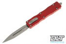 Microtech 225-10RD Dirac D/E - Red Handle - Stonewashed Blade