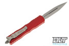 Microtech 225-10RD Dirac D/E - Red Handle - Stonewashed Blade