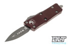Microtech 238-10APMR Mini Troodon D/E - Merlot Red Handle - Apocalyptic Blade