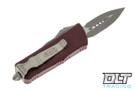 Microtech 238-10APMR Mini Troodon D/E - Merlot Red Handle - Apocalyptic Blade