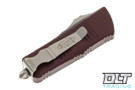 Microtech 238-4MR Mini Troodon D/E - Merlot Red Handle - Satin Blade Microtech 238-4MR Mini Troodon D/E - Merlot Red Handle - Satin Blade