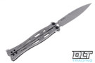 Kershaw Moonsault 5050 butterfly knife with 4.6" 14C28N spear point blade and stainless steel handles. 