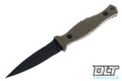 Les George Galvo 3V - Green Tephra G-10 Handle - Black Cerakote Blade