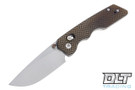 Attn2Detail MK 3 Medium Drop Point Rising Grind - Satin S30V - Bronzed Herringbone Titanium