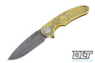 Curtiss F3 Large Flipper - Slicer MagnaCut - Weave Milling - Yellow Stonewash Titanium - Blasted Hardware