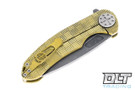 Curtiss F3 Large Flipper - Slicer MagnaCut - Weave Milling - Yellow Stonewash Titanium - Blasted Hardware