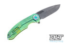 Curtiss F3 Large Flipper - Slicer MagnaCut - Frag Milling - Green Stonewash Titanium - Green Hardware