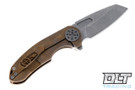 Curtiss F3 Medium Flipper - Wharncliffe MagnaCut - Ball Milling - Bronze Stonewash Titanium - Blasted Hardware