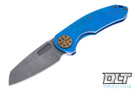 Curtiss F3 Medium Non Flipper - Wharncliffe MagnaCut - SPM Milling - Aqua Stonewash Titanium - Bronze Hardware