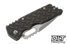 Attn2Detail MK 2 Large Drop Point - Rising Grind - S35VN - Antique Bronze Ti Tread Plate