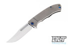 Vehement Mongrel S45VN - Tumbled Titanium - Tumbled Blade - Flamed Hardware