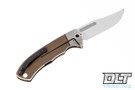 Vehement Mongrel S45VN - Bronze Anodized Titanium - Brushed Bolster - Tumbled Blade - PVD Hardware