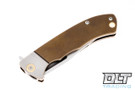Vehement Mongrel S45VN - Bronze Anodized Titanium - Brushed Bolster - Tumbled Blade - Brass Hardware