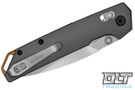 Kershaw Iridium 2038 folding knife shown closed with a deep-carry pocket clip. 