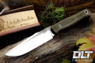 Bark River Ultra Lite Field Knife Green Canvas Micarta - Red Liners - Mosaic Pins