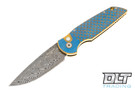 Pro-Tech Custom TR-3 - Fish Scale Titanium - Blue & Bronze Anodized - Compound Ground Damasteel Blade