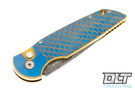 Pro-Tech Custom TR-3 - Fish Scale Titanium - Blue & Bronze Anodized - Compound Ground Damasteel Blade