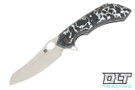 Olamic Cutlery Wayfarer 247 Mouflon - Satin - Fat Carbon White Storm & Dark Wash Handle - Acid Rain Holes - 613