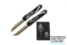 Microtech 119-13SETMLS Ultratech Hellhound & Warhound Combo Set - Black Handle - Bronze Apocalyptic Blade - Molon Labe Engraved