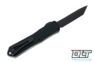 Heretic Manticore E TE Predator - Engraved Black Anodized handle - DLC Tanto Blade - Black Hardware & Reverse Clip - Hand Crafted Cobalt Bead