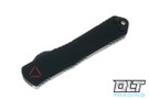 Heretic Manticore E TE Predator - Engraved Black Anodized handle - DLC Tanto Blade - Black Hardware & Reverse Clip - Hand Crafted Cobalt Bead