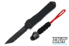 Heretic Manticore E TE Predator - Engraved Black Anodized handle - DLC Tanto Blade - Black Hardware & Reverse Clip - Hand Crafted Cobalt Bead