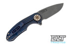 Curtiss F3 Medium Flipper - Slicer MagnaCut - Frag Milling - Dark Blue Stonewash Titanium - Bronze Hardware