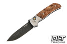 Pro-Tech Terzuola ATCF Custom - Stainless Handle - Maple Burl Inlay - Chad Nichols Damascus Blade
