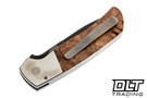Pro-Tech Terzuola ATCF Custom - Stainless Handle - Maple Burl Inlay - Chad Nichols Damascus Blade