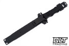 Cobalt Black Benchmade SOCP fixed blade combat dagger in a black sheath.