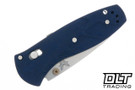 Benchmade Mini Barrage in Blue Canyon Richlite handles with S30V blade shown folded.